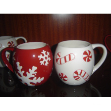 Ceramic Christmas Mug with Embossed Pattern